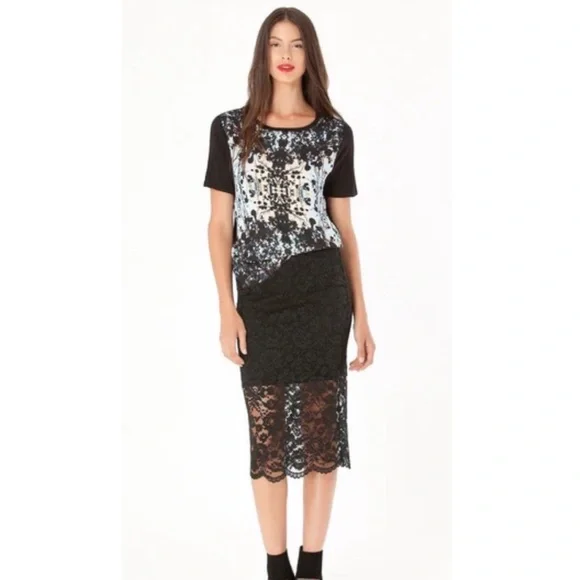 Hale Bob Black Lace Pencil Skirt - Picture 4 of 12